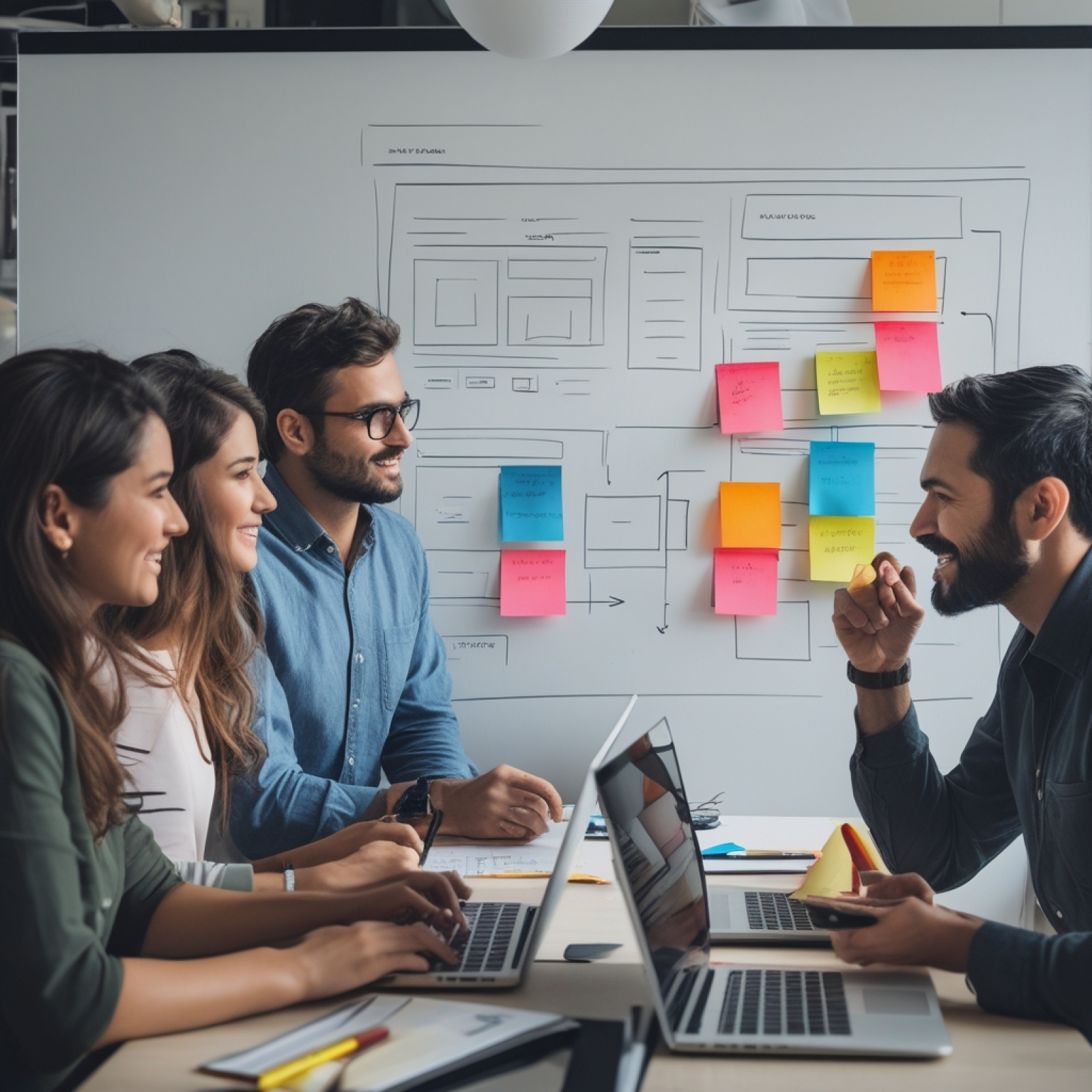 فريق X-Kaizen يراجع تصميم وتطوير تطبيق جوال
