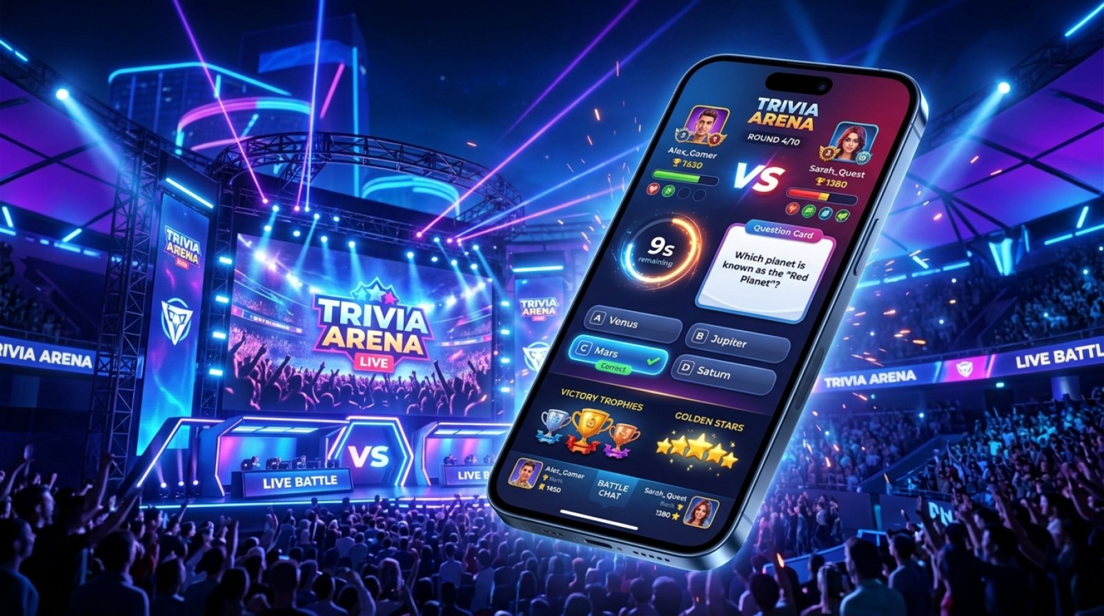 لعبة Trivia Arena: تحدي المسابقات والأسئلة التنافسية