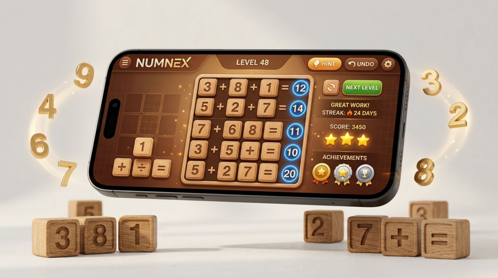 لعبة NumNex: ألغاز الرياضيات والأرقام التفاعلية