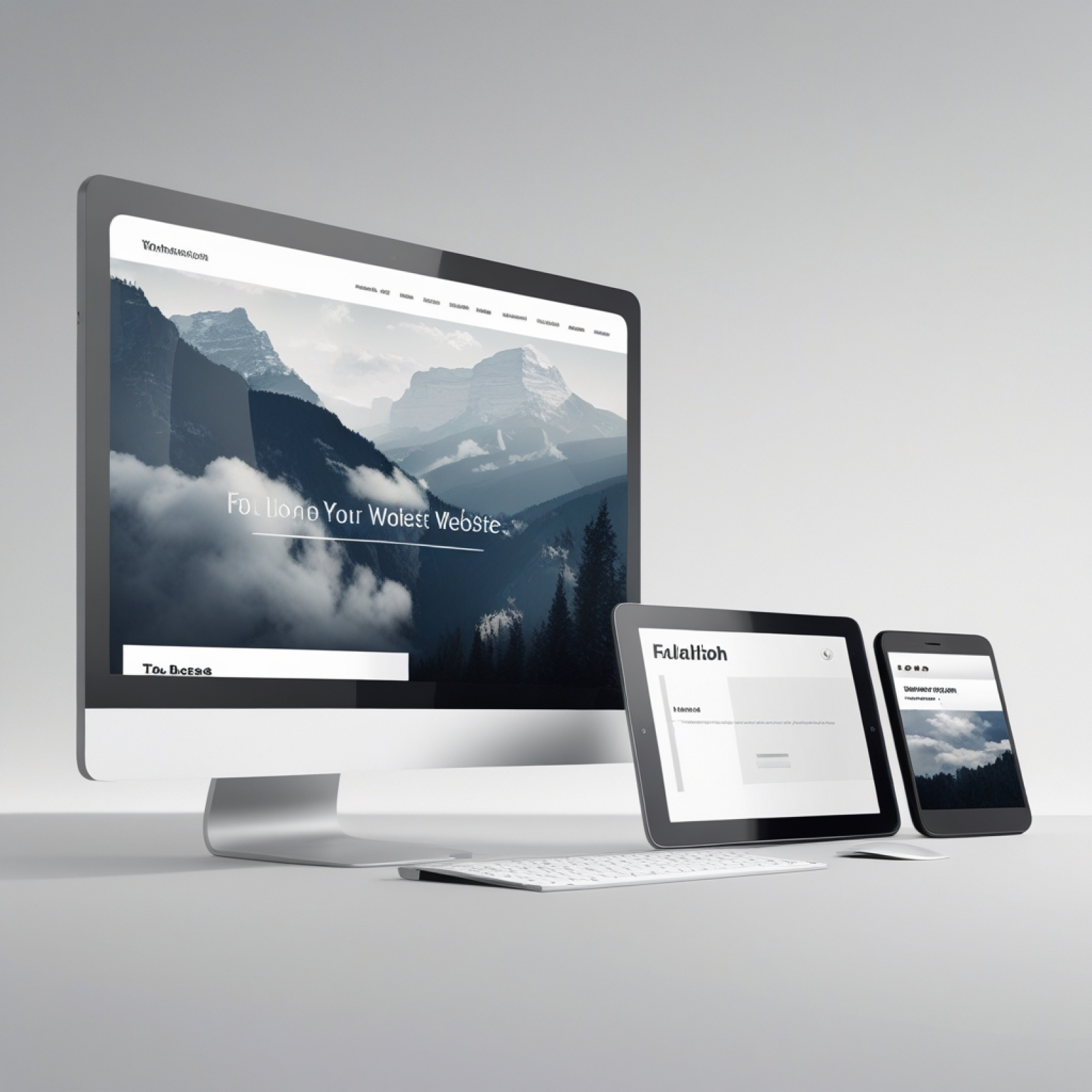Responsive design showcased across desktop, tablet, and mobile screens