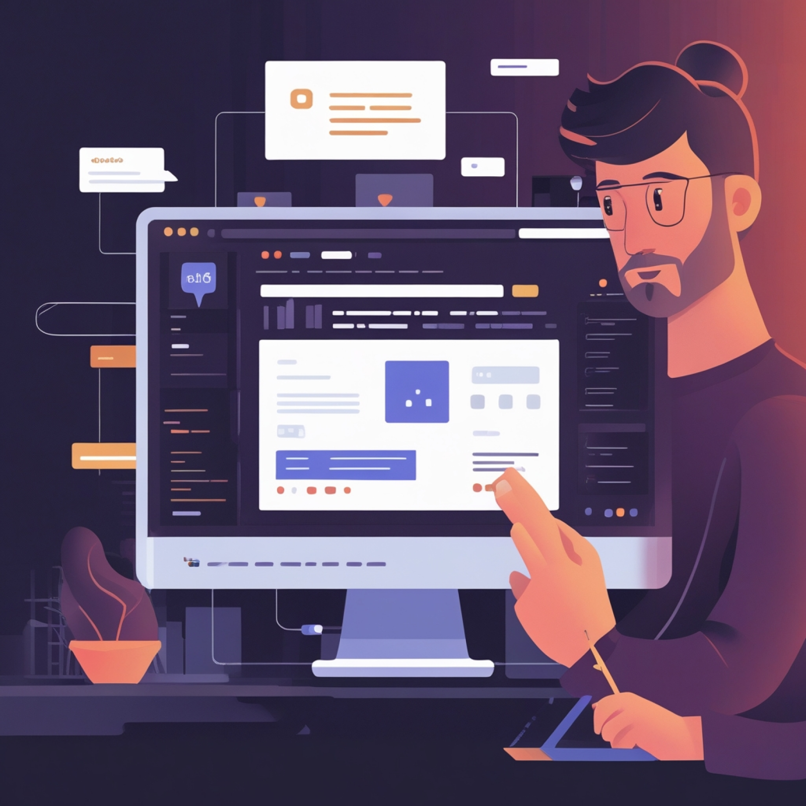 Developer implementing HTML responsive design with CSS media queries
